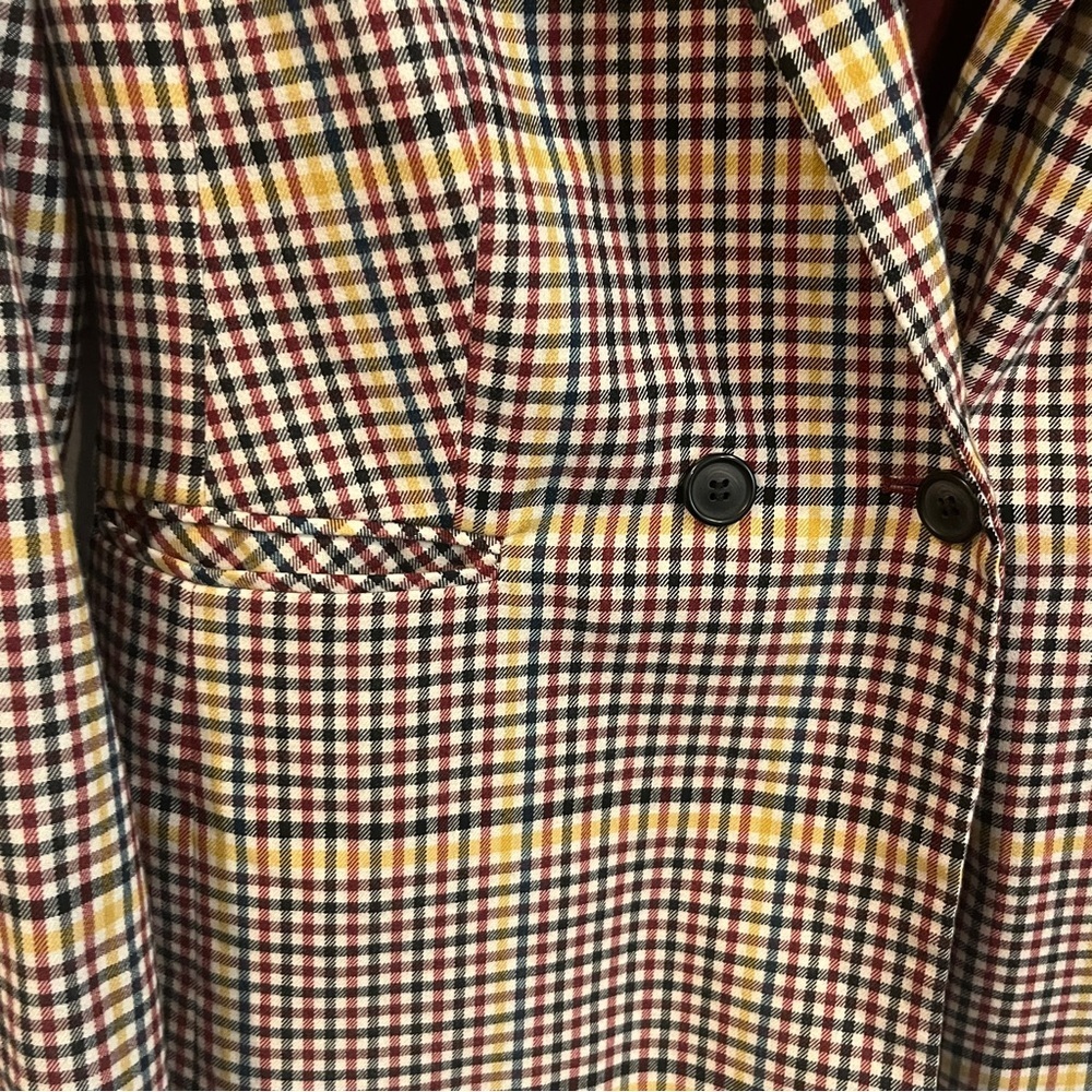 1901 Women’s rusty autumn colored plaid blazer size 10 fun blue under collar - Picture 4 of 14